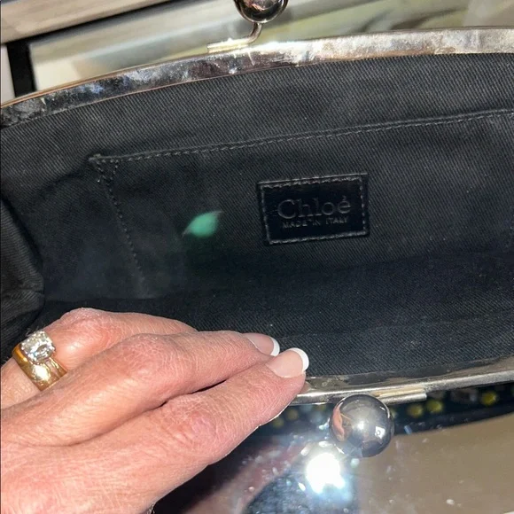 Chloe Black kiss lock Clutch with Colorful Beads - Picture 9 of 16